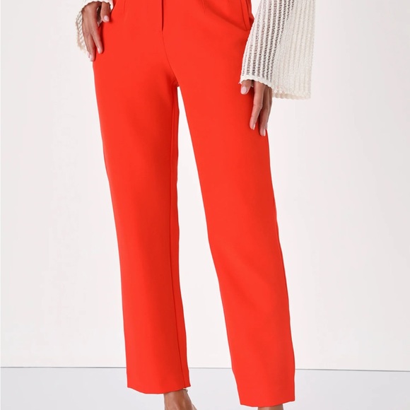 Lulu's Vibrant Red High-Waisted Trousers - Picture 5 of 9